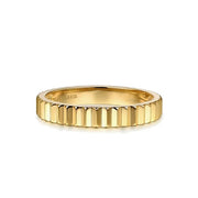 14K Yellow Gold Stackable Gold Band with Diamond Cut Design